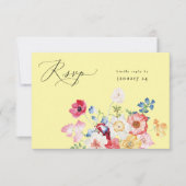 Lente Multi Kleur Bloemen w Maaltijd RSVP - Geel (Voorkant)
