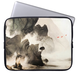 Lente Mystieke Vos Mistige Berg Minimalistische Ze Laptop Sleeve