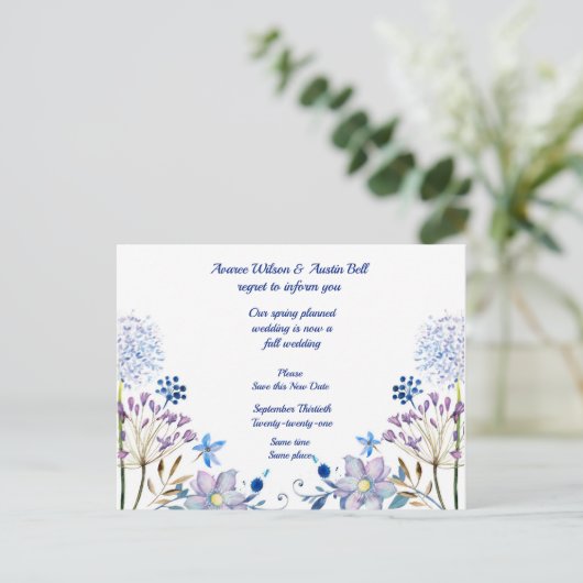 Lente naar herfst uitstel trouwdatum Aankondiging  (Staand voorkant)