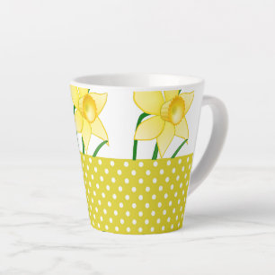 Lente Narcis Bloem met Gele Stippen  Latte Mok
