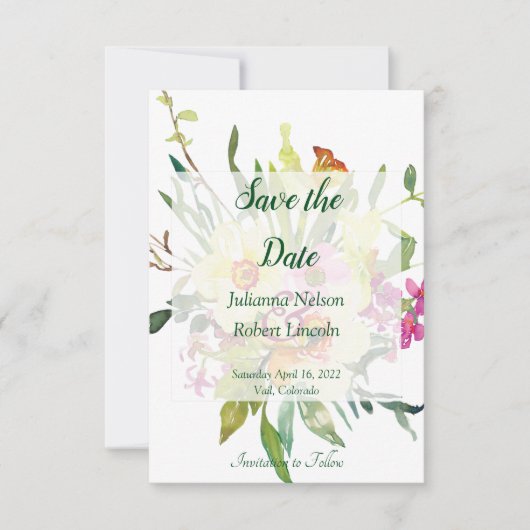 Lente narcis boeket save the date uitnodiging (Voorkant)