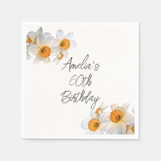 Lente narcis elke leeftijd verjaardag servet (Voorkant)