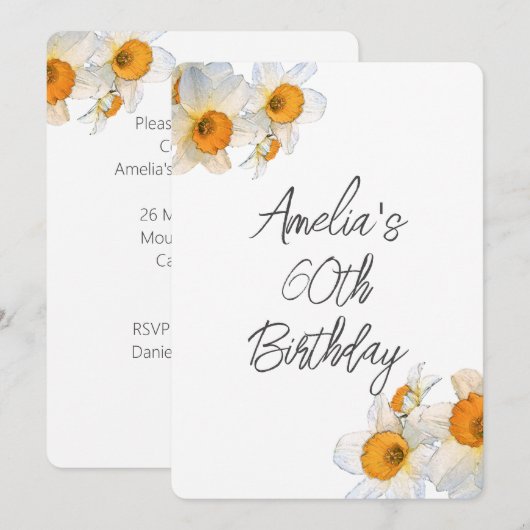 Lente Narcis Verjaardag Kaart (Voorkant / Achterkant)