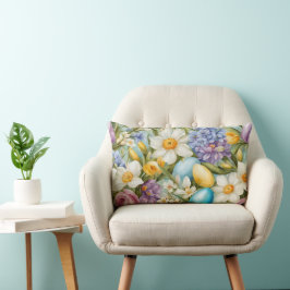 Lente. Narcissen, Hyacinten, Tulpen, Paasei Kussen