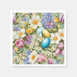 Lente. Narcissen, Hyacinten, Tulpen, Paaseieren Servet