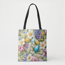 Lente. Narcissen, Hyacinten, Tulpen, Paaseieren Tote Bag