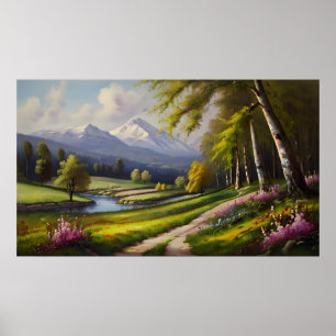 Lente natuur landschap poster