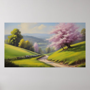 Lente natuur landschap poster