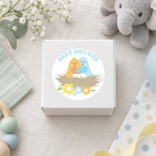 Lente Nest Vogels Baby Jongens Shower Ronde Sticker