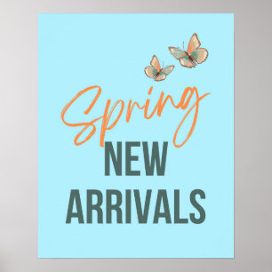 Lente nieuwe aankomsten bord, winkel uitverkoop bo poster