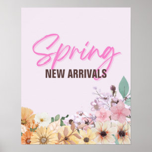 Lente Nieuwe Aankomsten Teken, Roze Bloemen Busine Poster