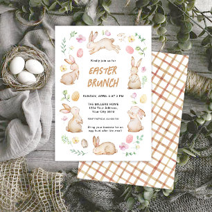 Lente Nursery Konijnen Pasen Brunch Kaart