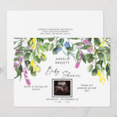 Lente Ongeveer aan Pop Echografie Wildflower Baby Kaart (Voorkant / Achterkant)