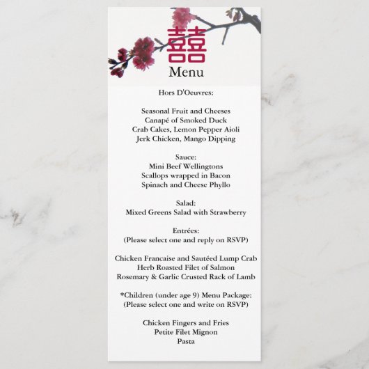 Lente Ontvangend Dubbel Geluk Sakura Menu (Voorkant)
