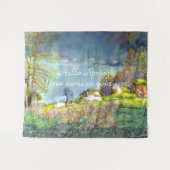 Lente onweersbui schilderij Waterverf Tapestry Wandkleed (Voorkant (horizontaal))