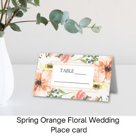 Lente Oranje Bloem Bruiloft plaatskaart Plaatskaartje