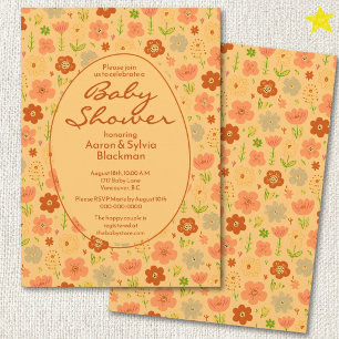 Lente Oranje Bloem Doodle Tekeningen Baby Shower Kaart