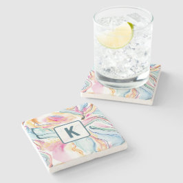 Lente organische textuur met stromende golvende vo stenen onderzetter