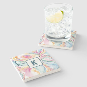 Lente organische textuur met stromende golvende vo stenen onderzetter