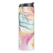 Lente organische textuur met stromende golvende vo thermosbeker (Gedraaid links)