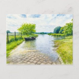 Lente overstroming Guelpe scène aquarell haveland Feestdagenkaart