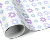 Lente Paarse Blauwe Bloemen Wit Speciale Gelegenhe Cadeaupapier (Rol Hoek)
