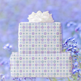 Lente Paarse Blauwe Bloemen Wit Speciale Gelegenhe Cadeaupapier