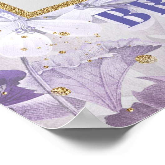 Lente paarse bloemen bruids-shower foto-object poster (Hoek)