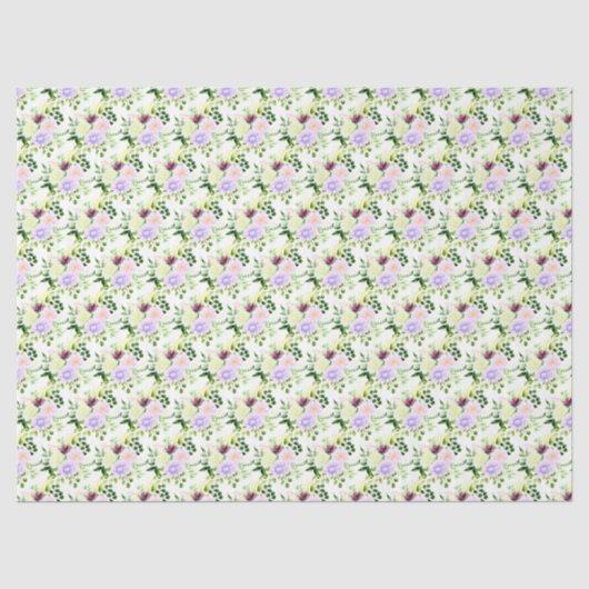 Lente paarse bloemen met bladgroen tissuepapier (Voorkant)