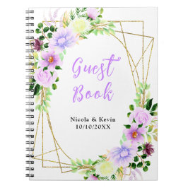 Lente Paarse Bloemen met Loof Notitieboek