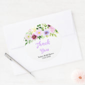 Lente Paarse Bloemen Vrijgezellenfeest Dank u Ronde Sticker (Envelop)
