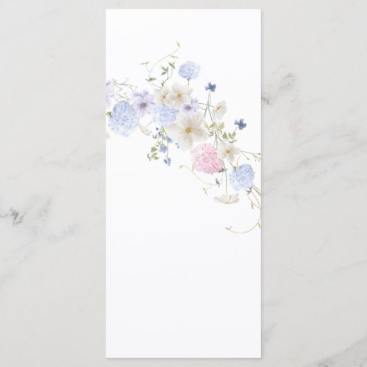 Lente Paarse en roze Wildflower bruiloft Menu (Achterkant)