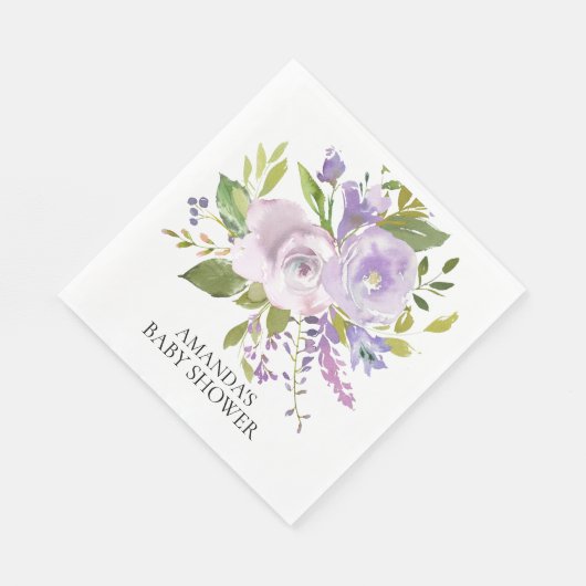 Lente Paarse Lavendel Bloemen Douche Papier Servet (Hoek)