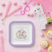 Lente Paarse Meisje 1e Verjaardag Custom Age Papieren Bordje (Feest)