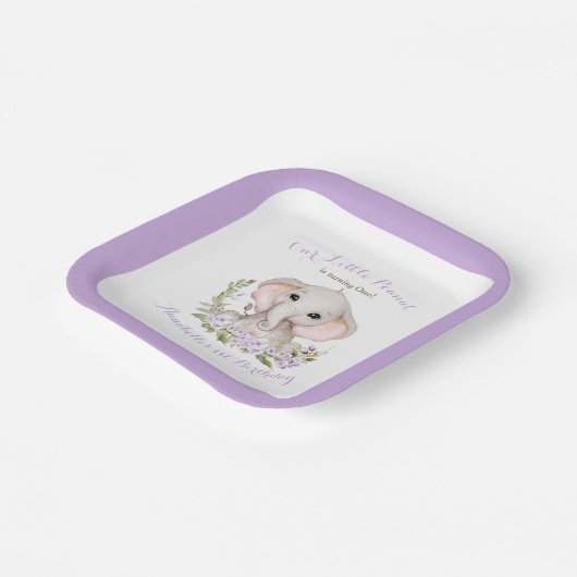 Lente Paarse Meisje 1e Verjaardag Custom Age Papieren Bordje (Gebogen)