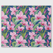Lente Paarse Roze Orchidee Flora Waterverf Cadeaupapier (Vlak)