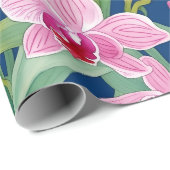 Lente Paarse Roze Orchidee Flora Waterverf Cadeaupapier (Rol Hoek)