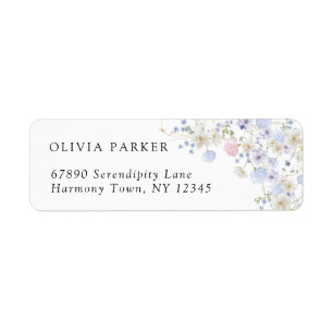 Lente Paarse & Roze Wildbloemen Bruiloft Etiket