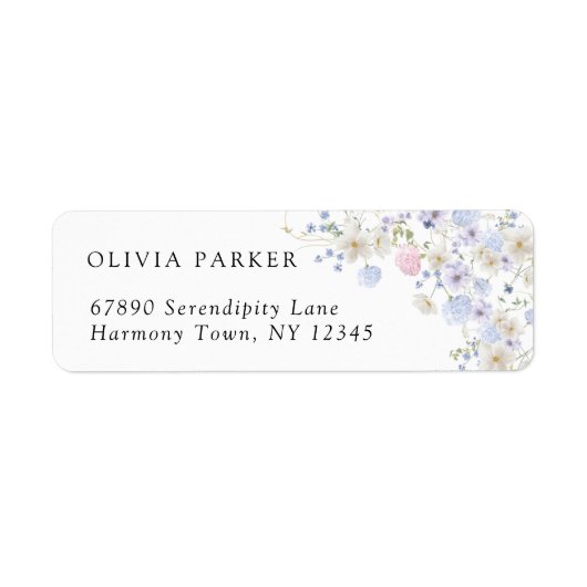 Lente Paarse & Roze Wildbloemen Bruiloft Etiket (Voorkant)