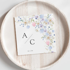 Lente Paarse & Roze Wildbloemen Bruiloft Servet