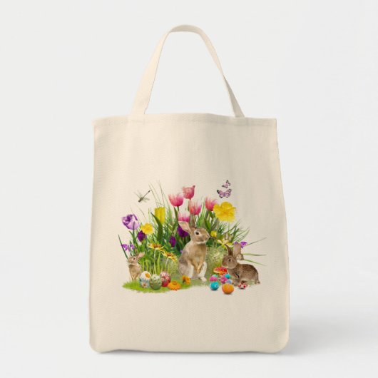 Lente / Paaseierjacht Bloemen Canvas tas (Voorkant)