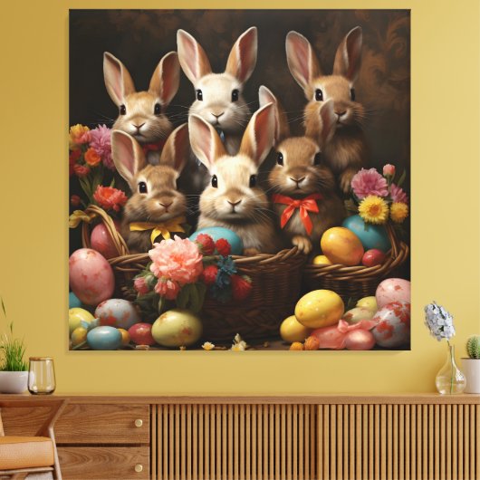  lente paaseiermand konijnenhop canvas afdruk (Insitu (Woonkamer))
