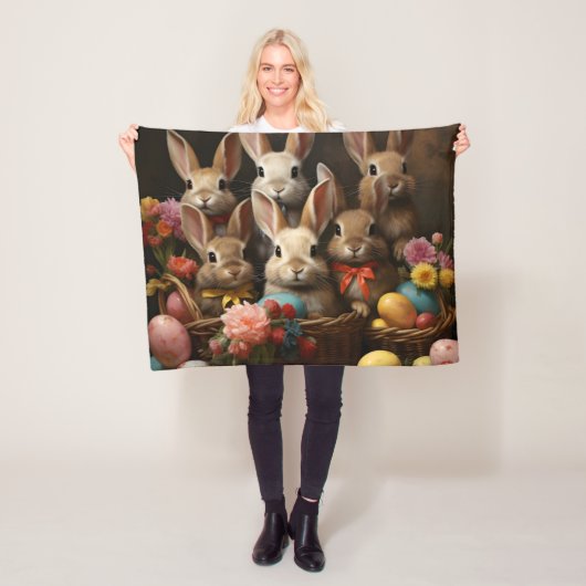 lente paaseiermand konijnenhop fleece deken (In situ)