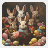 lente paaseiermand konijnenhop vierkante sticker (Voorkant)