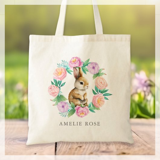 Lente paashaas eierjacht gepersonaliseerd tote bag