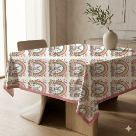 Lente Paashaas Regenboog Kunst Wilde Bloemen Weide Tafelkleed