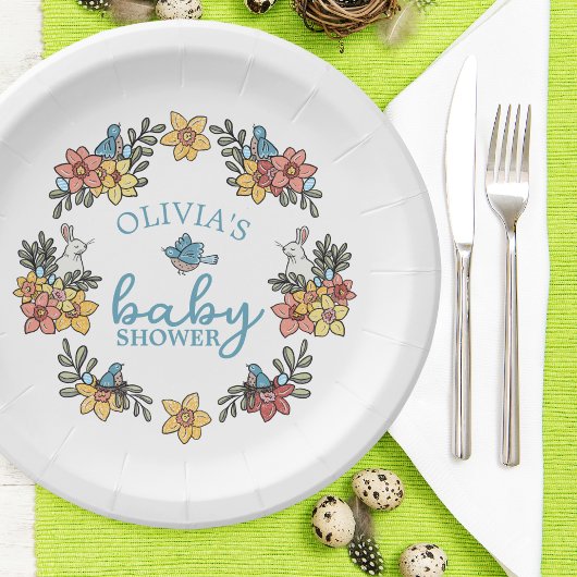 Lente Paaskrans Baby shower Papieren Bordje