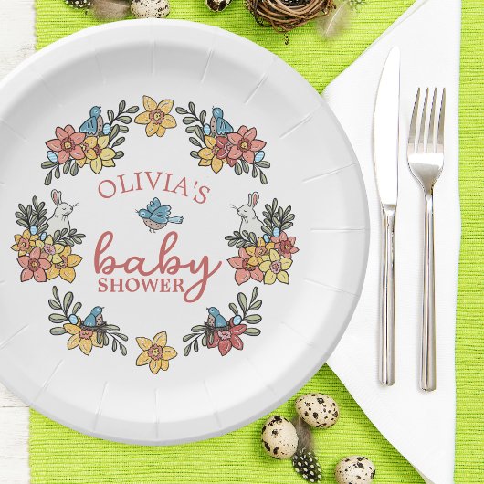 Lente Paaskrans Baby shower Papieren Bordje