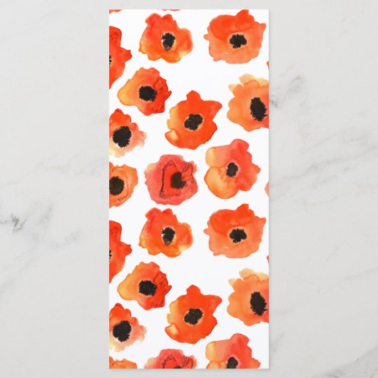 Lente papaver bloemen Bruiloft Menu (Achterkant)