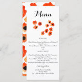 Lente papaver bloemen Bruiloft Menu (Voorkant / Achterkant)